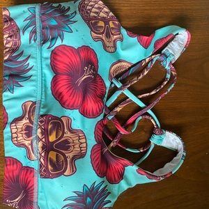 Combat Iron Apparel sports bra, floral design, padded